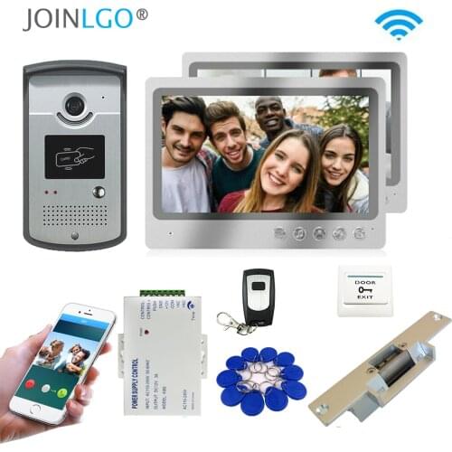 WIFI Video Intercom Door Phone Record System Phone Remote View Unlock RFID Unlock Camera Doorbell Electric Strike Lock 2 Monitor