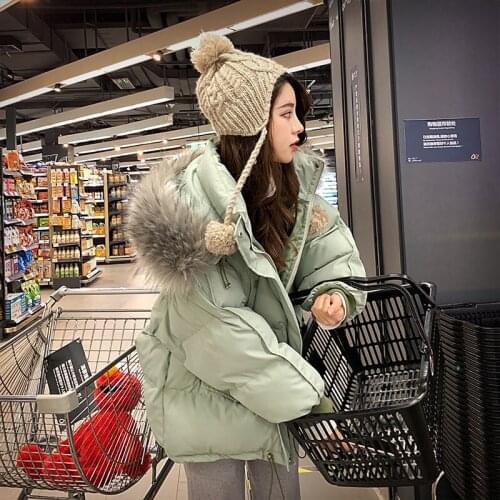 Women Winter Fashion Faux Fur Collar Hooded Cotton Padded Parka Female Warm Thick Casual Short Coat Lady Loose Outerwear X380