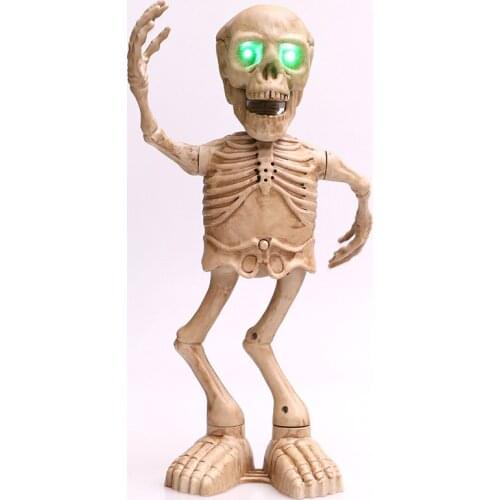 1pc Halloween Electric Dancing Skeleton Toys Haunted House Scene Decoration Props Party Gifts Singing Dancing Skull Bones Frame