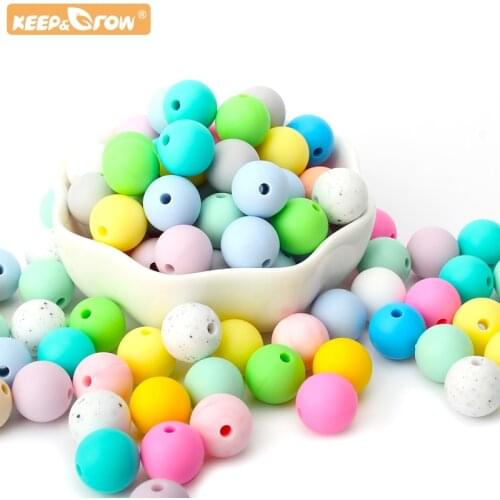 Keep&Grow 100pcs Wholesale Baby Silicone 15MM Round Beads Food Grade Baby Oral Care Teething Products Making Pacifier Chain Toys