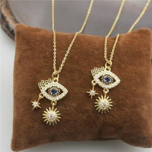 19inch 10pcs/lot New design cz charm necklace,eye shape cubic zircon jewelry,popular copper chain necklace cheap wholesale