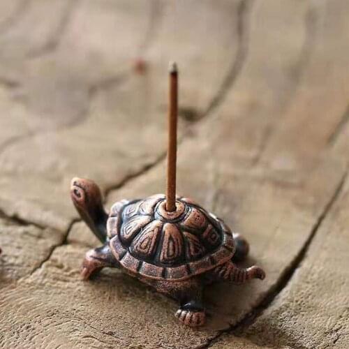 2Pcs/Set Lovely Metal Turtle Incense Stick Holder Burner Small Joss Stick Incense Stand for Yoga Meditation Home Decor Tea Pet