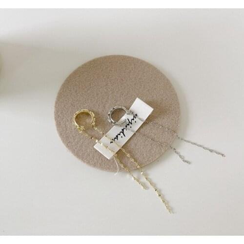 2021 Trendy Korean Fashion Chain Tassel Clip on Earrings for Women Gothic Vintage Silver Color Gold Circle Ear Cuff Jewelry