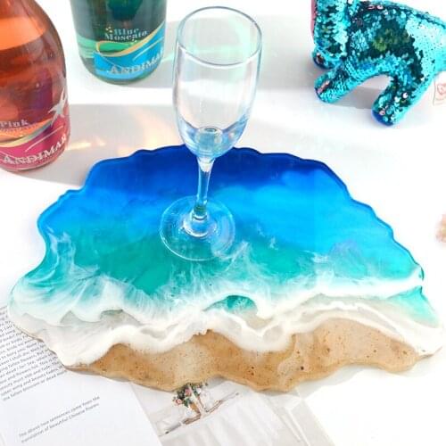 2021 New transparent Silicone Mold Irregular wave tray mold fruit tray resin glue mirror shaped silicone mold 1 pcs