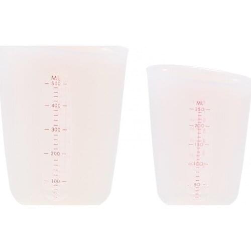 250/500ml Double Scale Half Transparent Silicone Measurig Cup Soft Baking Tool