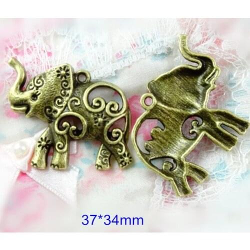 30 pcs Large Size Elephant Charms,34*37mm Antique Bronze Elephant Charms,Zoo Animal Pendant - Free Shipping