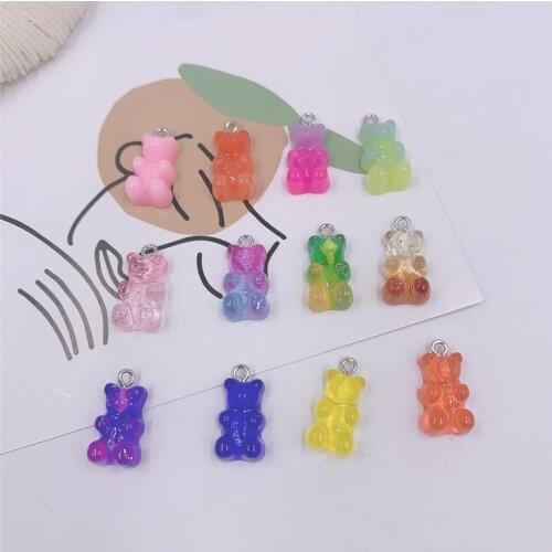 6pcs Crystal Candy Bear Pendant Charms For Necklace Bracelet Earrings Jewelry DIY Making Accessories