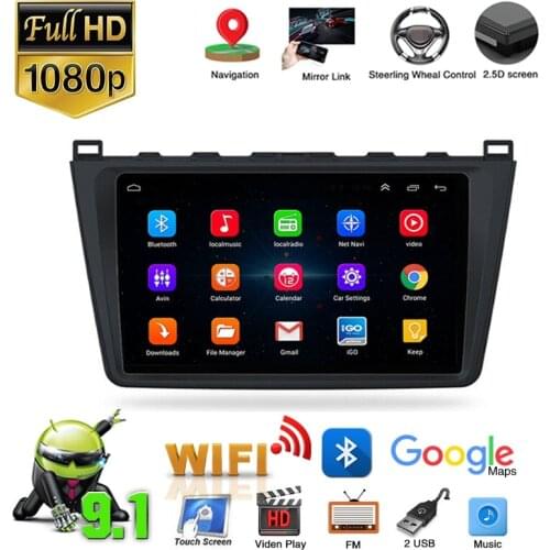 2 Din 9'' Android 9.1 Car Radio Stereo Car Multimedia Video Player GPS Navigation MP5 Player FM for 2008-2012 Mazda 6