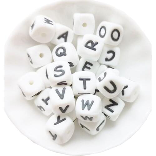 100pcs Teether Silicone Beads Toy English Alphabet Bead 10MM English Letter Chewing Beads For Teething Necklace Pacifier Chain