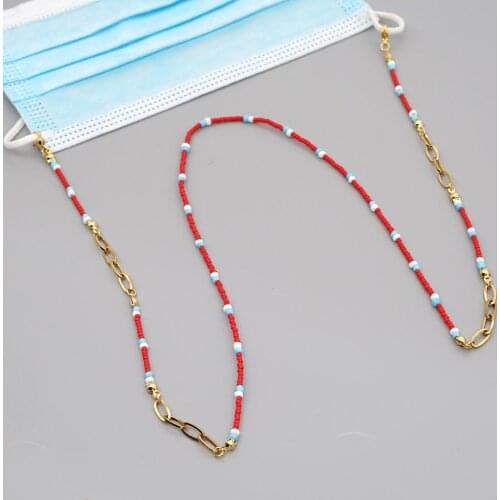 Go2Boho Mask Chain Necklace For Women Boho Jewelry 2020 Seed Beads Necklaces Lanyard Strap Wholesale Stainless Steel Chains