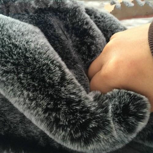 Black fade white cream imitation fur Rex rabbit fur coat coat fabric fur collar fabric sofa cushion earmuffs handmade 0.5X1.7M