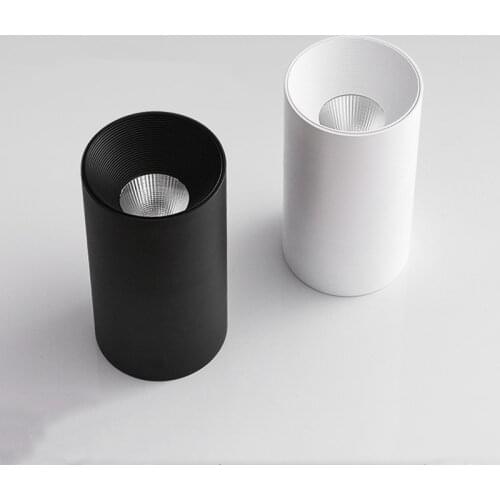Black White Surface Mounted LED COB Downlight Cylindrical Reflector 7W 10W 12W AC85-265V LED Ceiling Light Lamp LED Spotlight