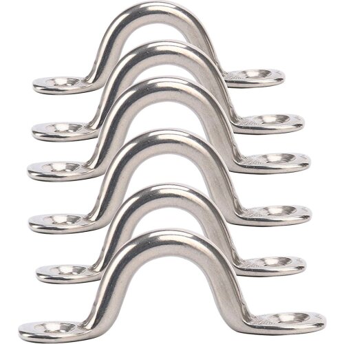 CNIM Hot Pack of 6 Stainless Steel Hump small handleBimini Boat Top PAD EYE , Eye Straps, Tie Down, Kayak Deck Loops, Tie Down A