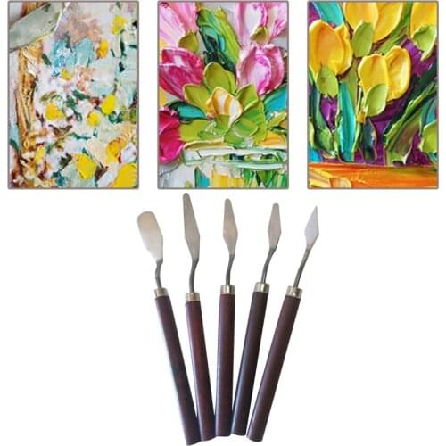 Wood Palette Knife Painting Tools, Stainless Steel Oil Painting Mixing Scraper, Painting Knife Set, Paint Oil Painting A