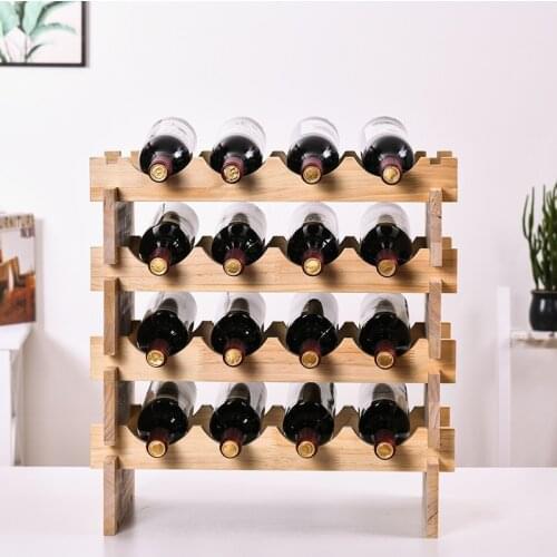 Classical wooden Wine Bottles Holder Wine Storage Rack Stand Storage Rack Bar Drinking Display Shelf Free combination DIY