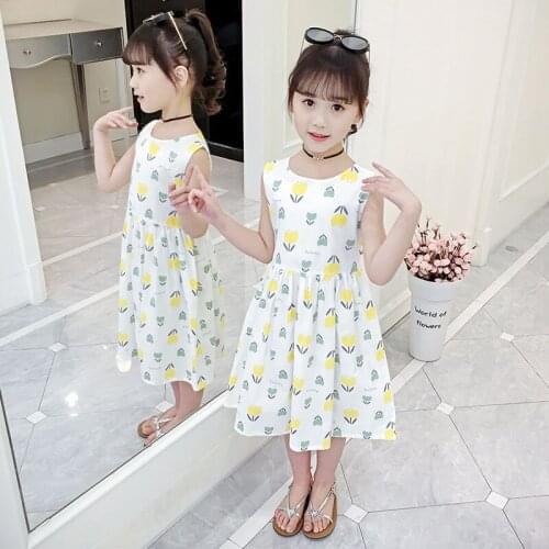Girls Summer Dress Cotton Elegant Kids Dress Sleeveless Princess Party Dresses for Girls 4 6 8 10 12 13 Years Children Clothes