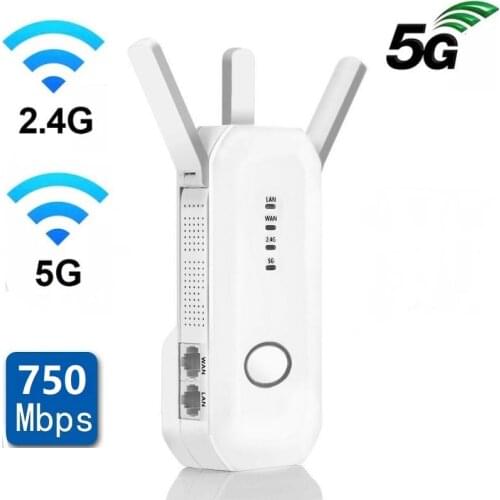 Dual Band 2.4G / 5G WiFi Repeater Wireless AC 750Mbps Router Composite Antennas Highly Encryption MIMO Signal Extender Amplifier