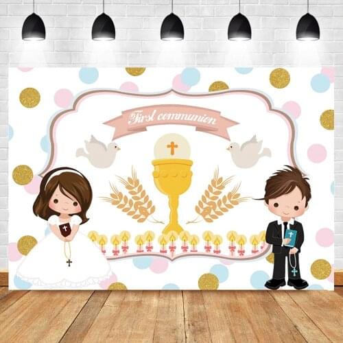 Photography Girl Boy First Communion Decoration Party Details Banner Custom Photo Backdrop Background Photocall