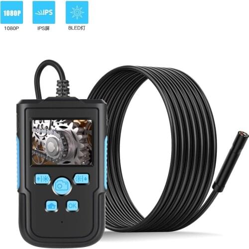 Endoscope Camera 2.4'' LCD Screen HD 1080P 5.5mm Lens IP68 Handheld Endoscope Digital Endoscopes with 8 LEDs Light