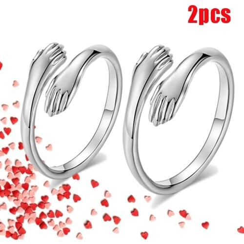 2021 Valentines Day Gift Love Hug Open Ring Retro Simple Rings Letter Finger Ring Unisex Adjustable Size Ring Jewelry Gift