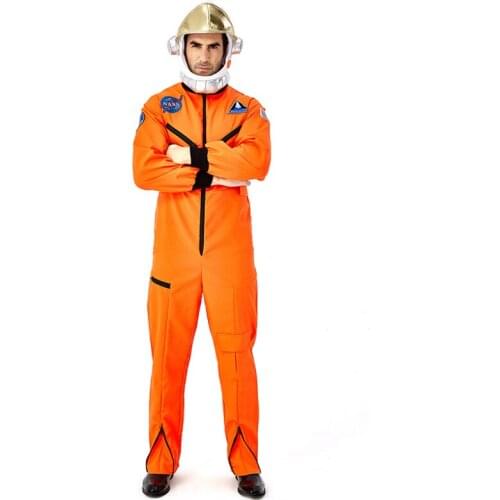 Astronaut Costume Adult Mens Hooded Halloween Costume Yellow Space Suit Cosplay Costumes