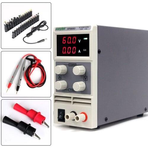 KPS605D Adjustable High Precision Double LED Display Switch DC Power Supply Protection Function 60V5A 110V-230V 0.1V/0.01A EU