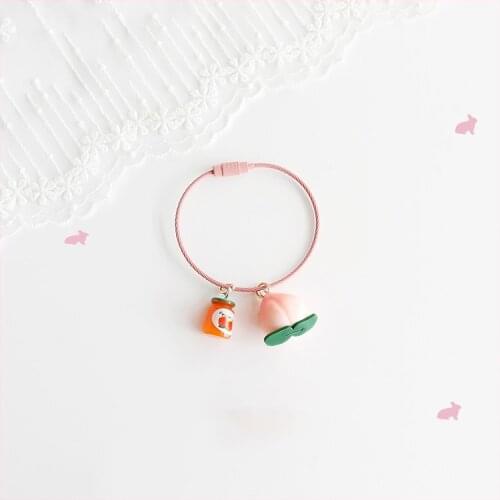 Kawaii Peach Wirerope Keychains Phone Charm Gadgets Keychain Boy Men Bag Car Pendant Women Personalized Couple Gift Keyring