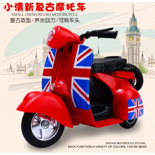 Mini retro alloy sheep tortoise girl motorcycle model childrens toy car with acousto-optic return force