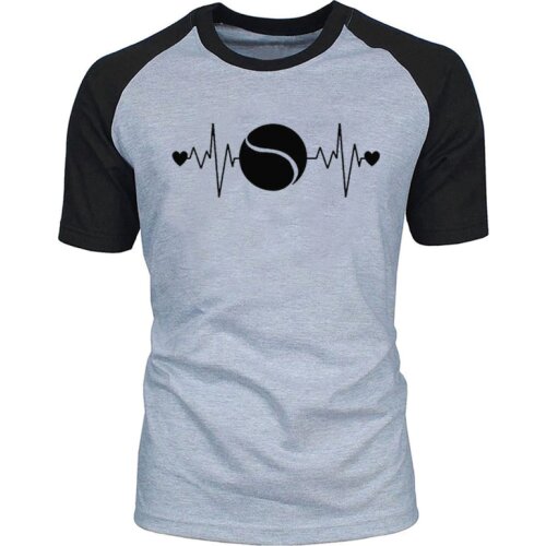 Fashion Tennis Heartbeat Lifeline Racquet Funny T Shirt New Summer Men Raglan sleeve adult round neck short sleeve T-shirt