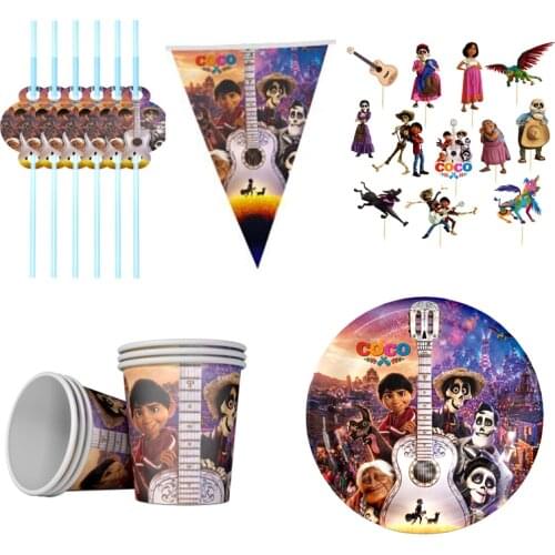Cartoon COCO Halloween Dream Travel Theme Foil Balloon Paper Cup Plate Tablecloth Straw Blowout Party Decoration Supply Balloon