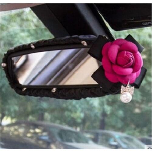 Car Seat Belt Cover Handbrake Grip Shifter Cover Set Rhinestone With flowers Auto Interior Styling Accessories for Women Girl