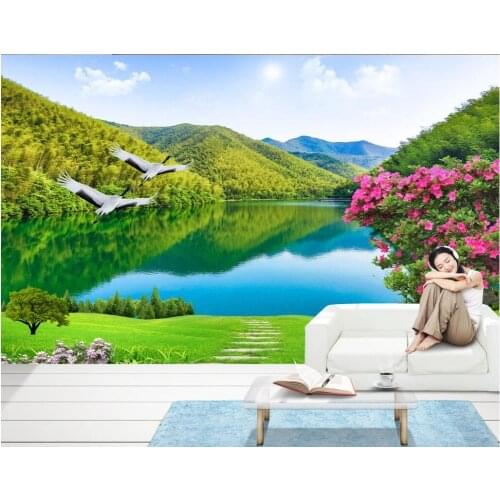Custom photo 3d wallpaper Non-woven mural Mountain meadow lakes 3d wall murals wallpaper for living room decoration painting