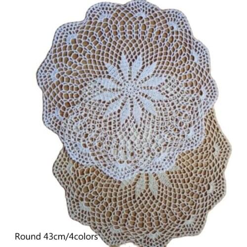 New round lace cotton placemat cup coaster mug kitchen Christmas dining table place mat cloth Crochet tea coffee doily drink pad