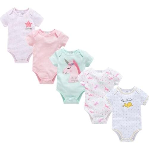 New Summer Baby Clothes Cotton Breathable Newborn Baby Bodysuits 5Pcs/Set Bodysuit For Newborns Short Sleeve Overalls For Kids