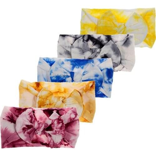 New 1PCS Cotton Blend Bow Knot Baby Hair Bands Elastic Newborn Toddler Kids Printed Headwraps Hair Accessories Photo Props Gifts