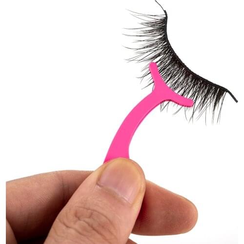 1Pc Stainless Steel Eyelashes Extension Tweezers Auxiliary Clamp Clips Practice Beauty Eye Lash Makeup Tools Black Rose-Red