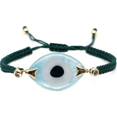2021 Boho Hand-woven Bracelet Acrylic Resin Evil Eye Ethnic Style Couple Bracelet Unisex Charm Bracelets for Women & Men Jewelry