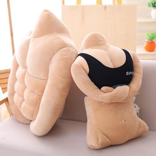 Boyfriend Pillow Crystal Velvet Fitness Men and Women Pillow Muscle Man Pillow Same Pillows for Love Apartment Seat Back