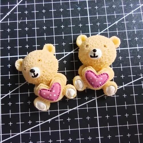 Resin flat back bear with love gift 31mm Scrapbook Embellishment DIY Phone Decoration