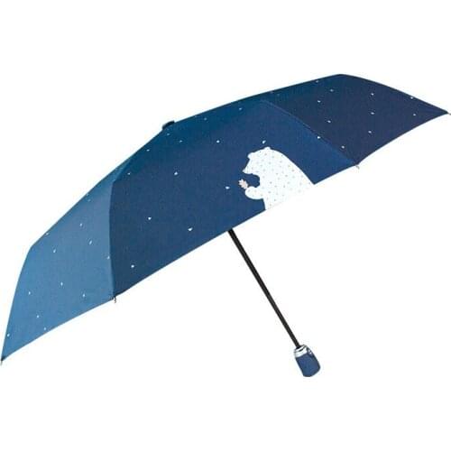 Full Automatic Umbrella Sunny and Rainy Dual Purpose Sunshade Cartoon Lovely Bear Rain Umbrella Three Fold Umbrella