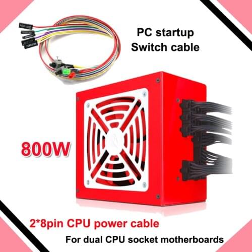 Full Modular 800W PSU PFC Active Power Supply Unit Dual CPU 8PIN Power Cables 100V-240V PC Switch Cable 2 Years Warranty