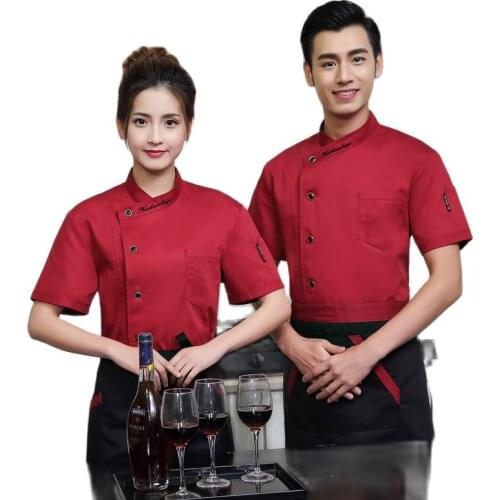 Chefs Work Clothes Short Sleeve Summer Chefs Jacket Mens Chefs Uniform Restaurant Uniforms Shirts Coat Chef Waitress