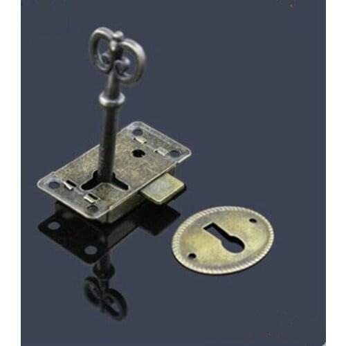 Retro drestress antique brass drawer cabinet decoative box small locks Classical lock for furniture cabinet door drawer