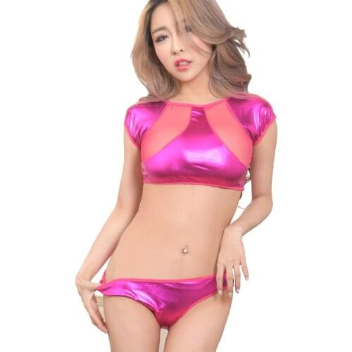 Sexy Lingerie For Women Erotic Underwear Black Split PU Dress European And American Style Lacquer Suit Q514