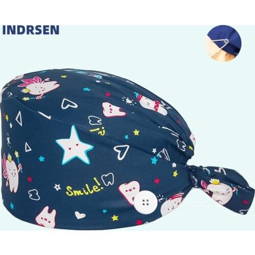 Unisex teeth printing Cotton scrub caps pet shop hat lab work scrub hat Dental care cap Dentist nursing hat accesorios medicos