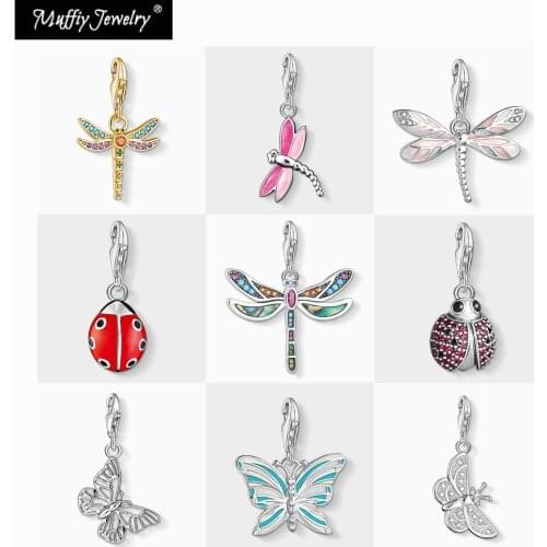 Colorful Dragonfly Ladybird Butterfly Charm,Bohemia Jewelry For Women,2020 Spring Lucky Gift In 925 Sterling Silver Fit Bracelet