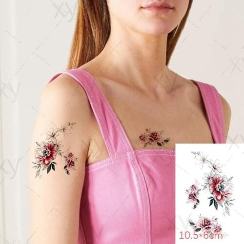 Waterproof Temporary Tattoo Sticker Small Flower Butterfly Fish Peony Body Art Foot Hand Fake Tatto Flash Tatoo for Women Men