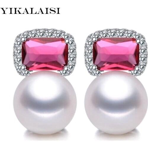YIKALAISI 2017 new fashion Natural 9-10mm Pearl stud Earrings jewelry For Women 925 Sterling Silver Jewelry Wedding Gift