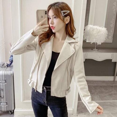 2021 New Women Zipper Short Jacket Long Sleeve Streetwear Ladies Blazer Puff Sleeves Jacket Streetwear Beige Oversized Jacket