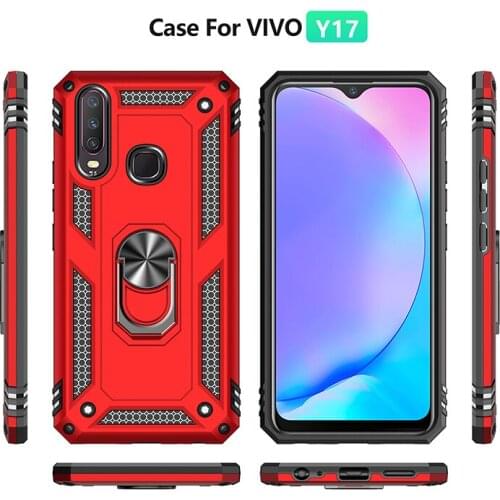 Hard PC + Soft TPU Shockproof Back Cover Case For Vivo Y17 Y3 Y11 Y11 Y12 Y15 V15 Pro X21 X23 X27 Nex S Stand Ring Case